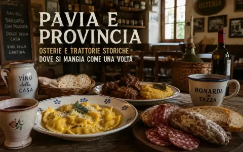 Ravioli, brasato con polenta e salumi: ecco alcuni piatti tipici di Pavia e provincia, serviti in un'osteria tradizionale.